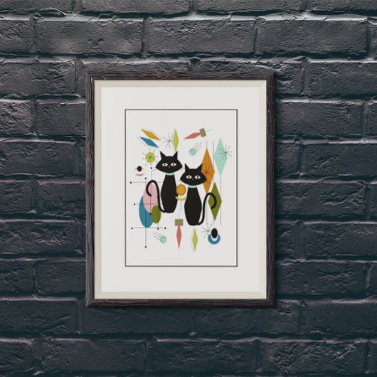 Niedliche Katzen Mitte des 20. Jahrhunderts Poster