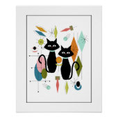 Niedliche Katzen Mitte des 20. Jahrhunderts Poster (Vorderseite)