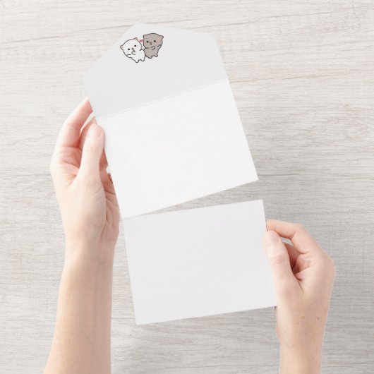 niedliche Katzen mochi All In One Einladung (Abreißen)