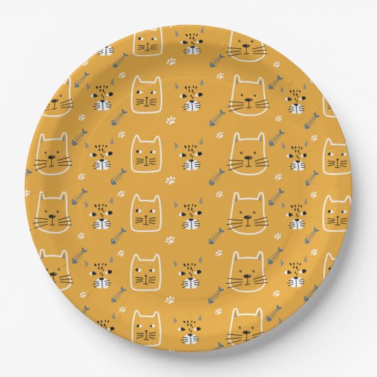 Niedliche Katzen Modernes Muster Pappteller (Vorderseite)