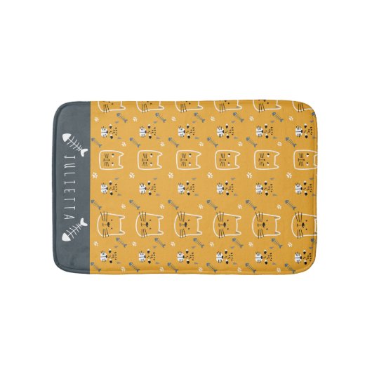 Niedliche Katzen Modernes Muster Personalisiert Badematte (Vorderseite)