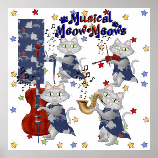 Niedliche Katzen Musikkatzenband Poster