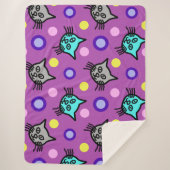 Niedliche Katzen Muster Violet Große Sherpa Blanke Sherpadecke (Vorderseite)