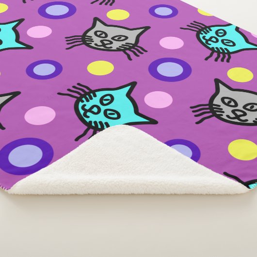 Niedliche Katzen Muster Violet Große Sherpa Blanke Sherpadecke (3/4)