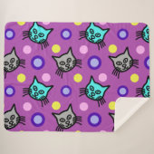 Niedliche Katzen Muster Violet Große Sherpa Blanke Sherpadecke (Vorderseite (Horizontal))