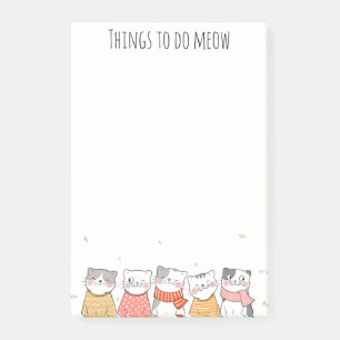 Niedliche Katzen nach der Anwendung Hinweise Post-it Klebezettel