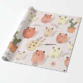 Niedliche Katzen nahtlos Geschenkpapier (Ungerollt)