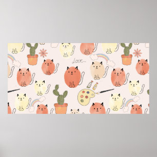 Niedliche Katzen nahtlos Poster