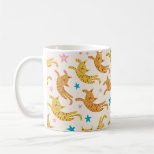 Niedliche Katzen nahtlose Muster mit Sternen lusti Kaffeetasse