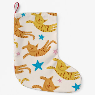 Niedliche Katzen nahtlose Muster mit Sternen lusti Kleiner Weihnachtsstrumpf