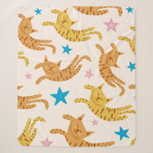 Niedliche Katzen nahtlose Muster mit Sternen lusti Sherpadecke