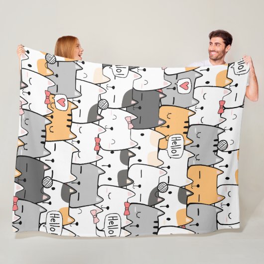 Niedliche Katzen Nahtloses Muster Fleecedecke (Beispiel)