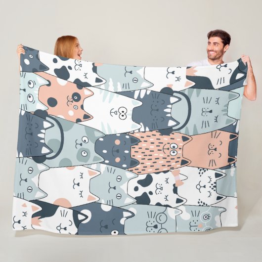 Niedliche Katzen Nahtloses Muster Fleecedecke (Beispiel)