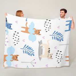 Niedliche Katzen Nahtloses Muster Fleecedecke