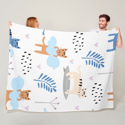 Niedliche Katzen Nahtloses Muster Fleecedecke (Beispiel)