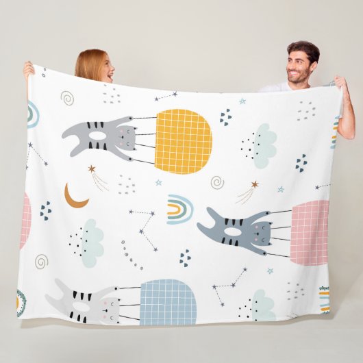 Niedliche Katzen Nahtloses Muster Fleecedecke (Beispiel)