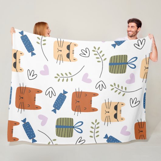 Niedliche Katzen Nahtloses Muster Fleecedecke (Beispiel)