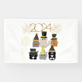 "Niedliche Katzen - Neujahrsfeier" Banner