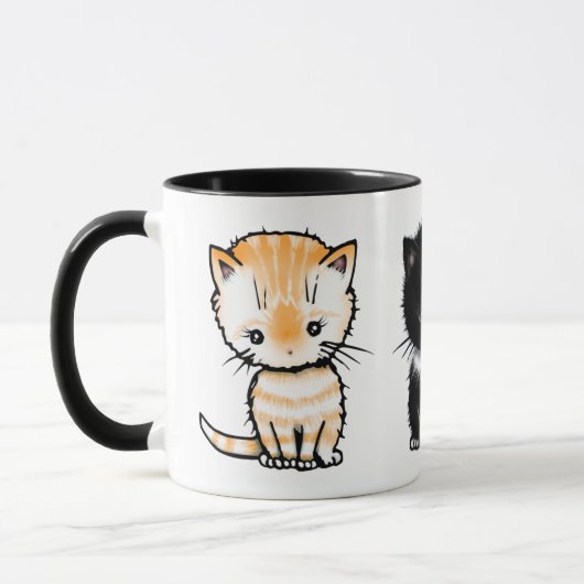 Niedliche Katzen Orange Tabby Tuxedo Gray Tabby Tasse (Links)