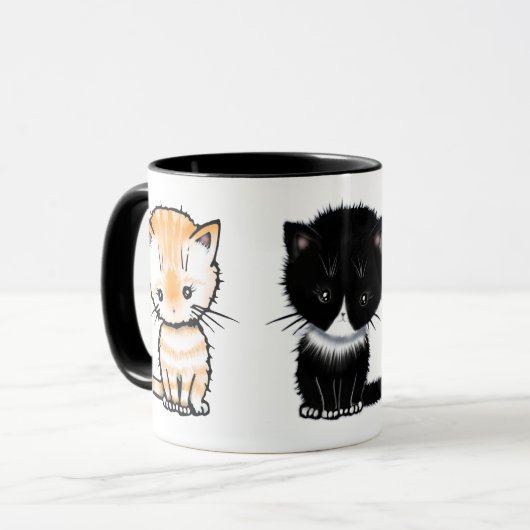 Niedliche Katzen Orange Tabby Tuxedo Gray Tabby Tasse (Vorderseite Links)