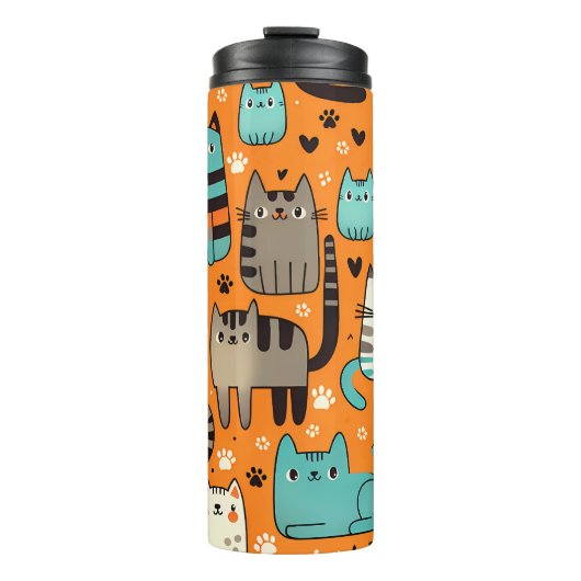 Niedliche Katzen Orange Thermaltumbler Thermosbecher (Vorderseite)