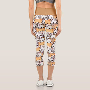 Niedliche Katzen orangefarbenes Haustier Nahtloses Capri Leggings