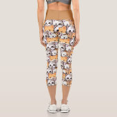 Niedliche Katzen orangefarbenes Haustier Nahtloses Capri Leggings (Rückseite)