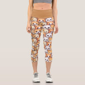 Niedliche Katzen orangefarbenes Haustier Nahtloses Capri Leggings (Vorderseite)