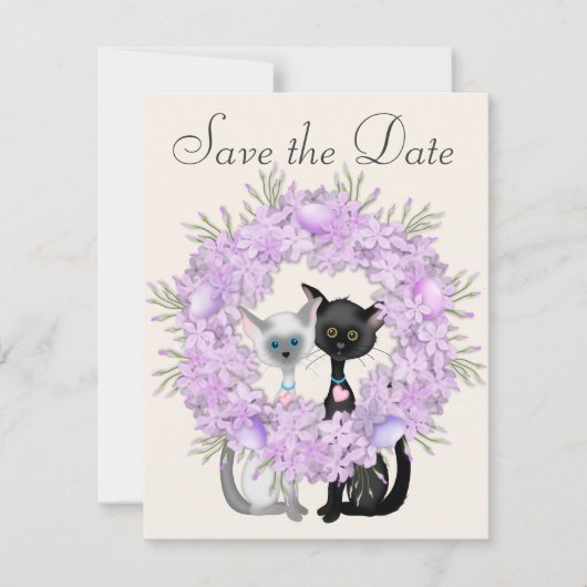 Niedliche Katzen Ostern Save the Date Hochzeitsmit Einladung (Vorderseite)