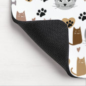 Niedliche Katzen & Papieren und Herz Druckmuster Mousepad (Ecke)