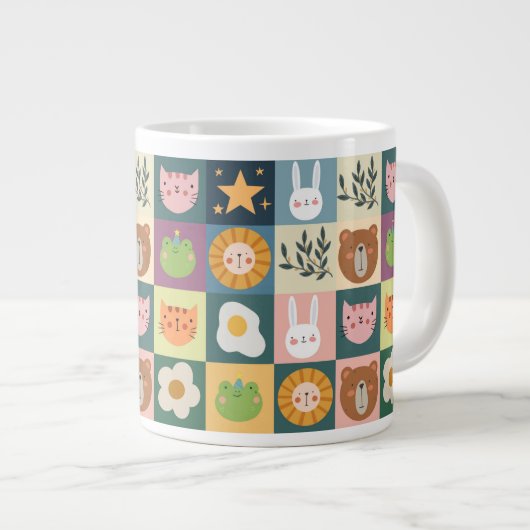 Niedliche Katzen-Patchwork Jumbo-Tasse (Vorderseite Rechts)