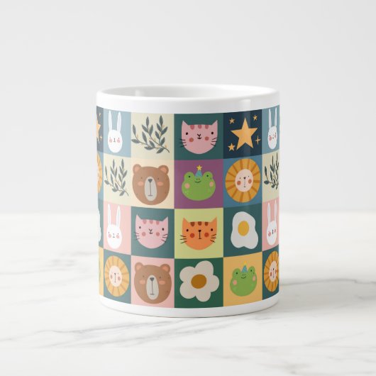 Niedliche Katzen-Patchwork Jumbo-Tasse (Vorderseite)