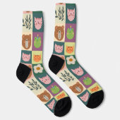 Niedliche Katzen-Patchwork Socken (Rechts)