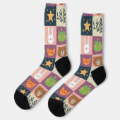 Niedliche Katzen-Patchwork Socken (Linkes Detail)