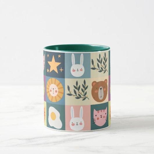 Niedliche Katzen-Patchwork Tasse (Zentrum)