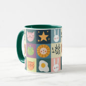 Niedliche Katzen-Patchwork Tasse (Vorderseite Links)