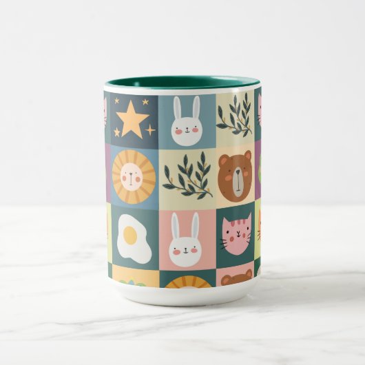 Niedliche Katzen-Patchwork Tasse (Zentrum)