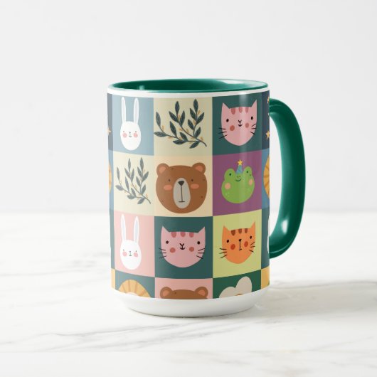 Niedliche Katzen-Patchwork Tasse (VorderseiteRechts)