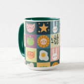 Niedliche Katzen-Patchwork Tasse (Vorderseite Links)