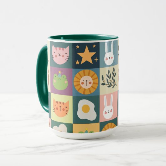 Niedliche Katzen-Patchwork Tasse (Vorderseite Links)