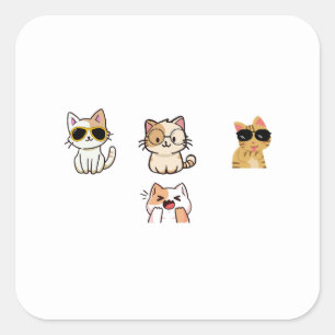 Niedliche Katzen Quadratischer Aufkleber