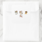 Niedliche Katzen Quadratischer Aufkleber (Tasche)