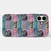 Niedliche Katzen Rosa blaue Strickmäuse Case-Mate iPhone Hülle (Rückseite (Horizontal))