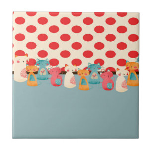 Niedliche Katzen-rustikales Muster Fliese