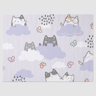 Niedliche Katzen Schmetterlinge Frühlingsdekoupage Seidenpapier