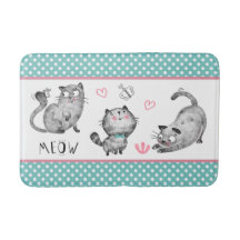 Niedliche Katzen, Schmetterlinge, Herzen, Polka-Pu