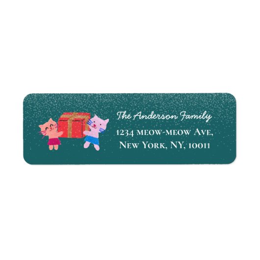 Niedliche Katzen Schnee fällt grün Weihnachten Rüc (Vorne)