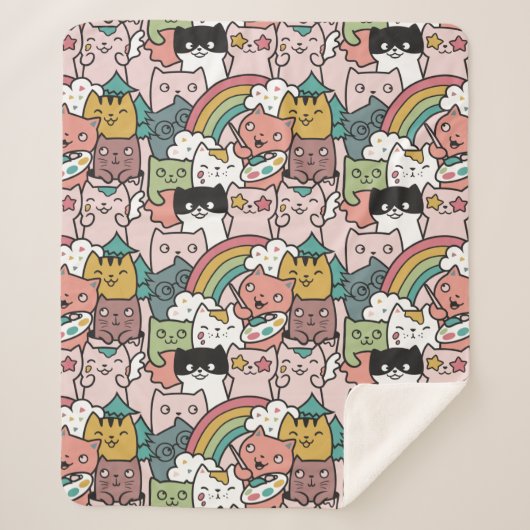 Niedliche Katzen Sherpa Blanket Sherpadecke (Vorderseite)