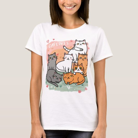 Niedliche Katzen-Shirts für Frauen T-Shirt (Vorderseite)