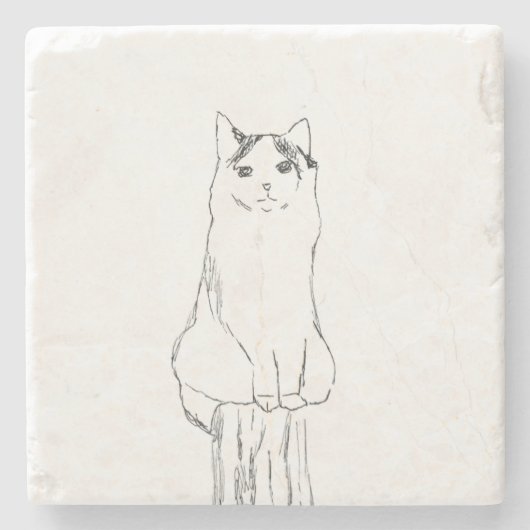 Niedliche Katzen Sketch Moderne Steinuntersetzer (Vorderseite)